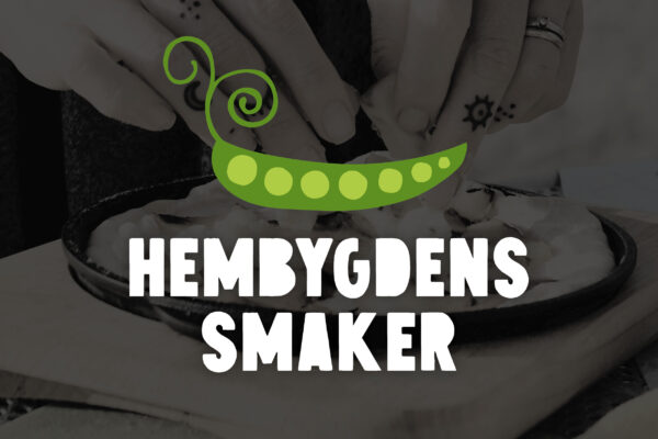 Mat serveras, hembygdens smaker logotyp. En målad ärta